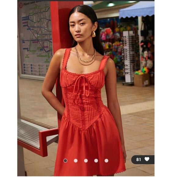 ASOS DESIGN corset bodice mini sundress with lace trim sz 12 - Picture 4 of 7